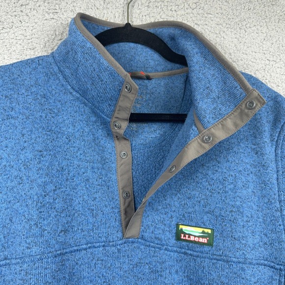 LL Bean Sweater Mens Large Blue Pullover Fleece Snap Logo‎ Outdoor Hiking Camp - Picture 4 of 12